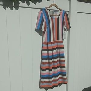 Lularoe Amelia Stripe Dress size large New NWT
